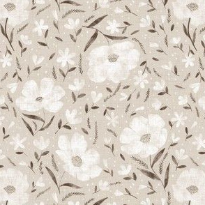 Small scale- Charlotte floral- light taupe 