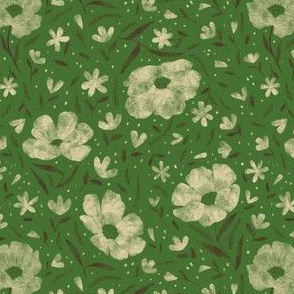 Small scale- Charlotte floral- green 