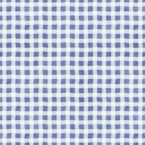 Dusty Blue Ginkgo Texture Wonky Gingham