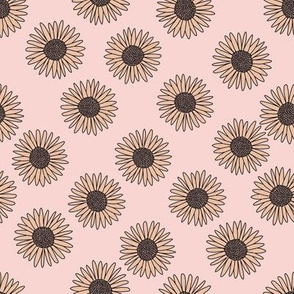 Sunflower print fabric -Muted pink