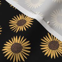 Sunflower print fabric -Black