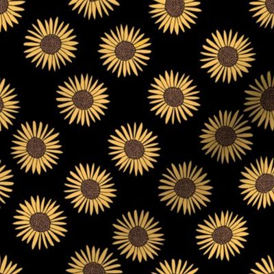 Sunflower print fabric -Black