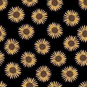 Sunflower print fabric -Black