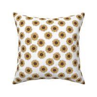 Sunflower print fabric -white