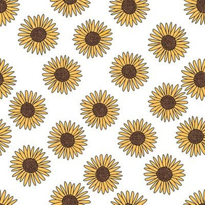 Sunflower print fabric -white
