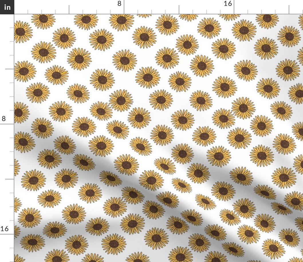 Sunflower print fabric -white