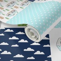 2 inch Happy Camper//Aqua - Wholecloth Cheater Quilt