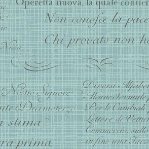 Vintage Italian Scripts in pale aqua blue