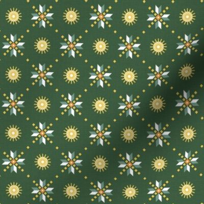 geometric stars foulard dark green | tiny