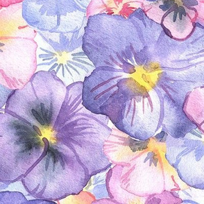 Watercolor Pansy Flower / Large