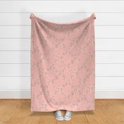 rococo diamonds trellis bold pink with linen texture