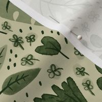 Hand-drawn Scattered Floral Olive