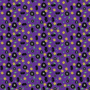 black flower_ yellow flower and bettle purple (7x6in)