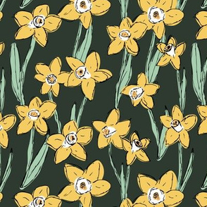 Raw daffodils boho garden daffodil blossom spring love nursery yellow cameo green mint