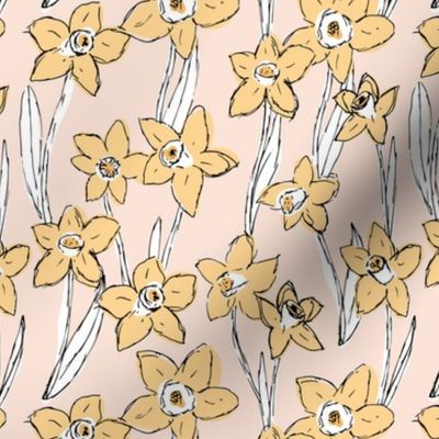 Raw daffodils boho garden daffodil blossom spring love nursery yellow beige white pastels