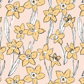 Raw daffodils boho garden daffodil blossom spring love nursery yellow beige white pastels