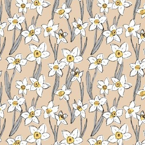 Raw daffodils boho garden daffodil blossom spring love nursery beige gray white