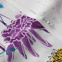 Hand Drawn Floral Pattern // Purple Yellow Blue