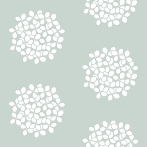 Big White Hydrangea Petals on RGB: 201 214 207 HEX: #C9D6CF