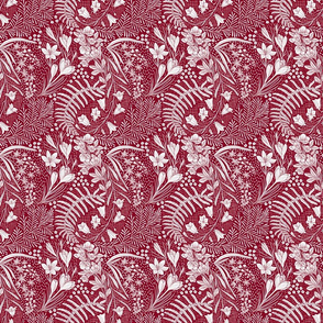 Forrest Flowers reimagined paisley pattern burgundy small scale