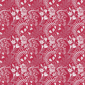 Forrest Flowers reimagined paisley pattern red burgundy small scale 