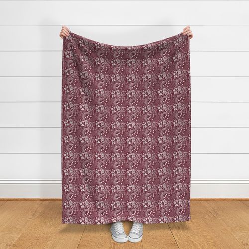 Forrest Flowers reimagined paisley pattern dark burgundy small scale 