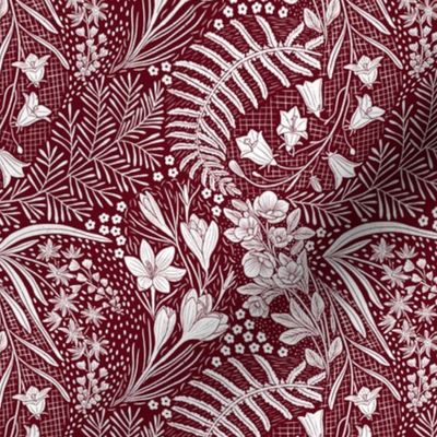 Forrest Flowers reimagined paisley pattern dark burgundy small scale 