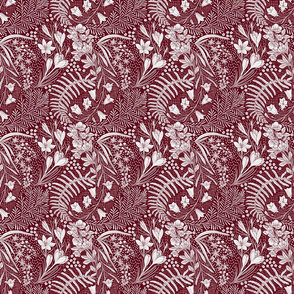 Forrest Flowers reimagined paisley pattern dark burgundy small scale 