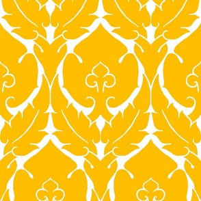 simple Renaissance damask, yellow on white