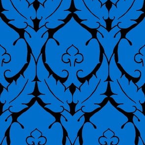 simple Renaissance damask, blue on black