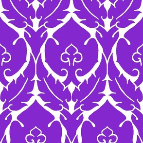 simple Renaissance damask, purple on white