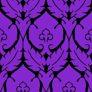 simple Renaissance damask, purple on black