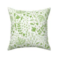 Hand-drawn Scattered Floral Grass Green