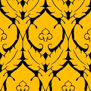 simple Renaissance damask, yellow on black