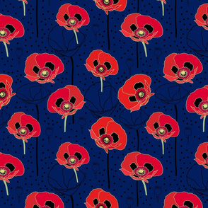 Poppy on dark blue