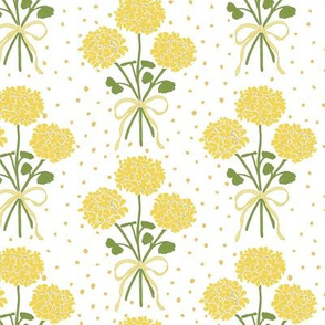 courtney | hydrangeas bouquets with polka dots | mustard yellow