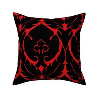 simple Renaissance damask, black on red