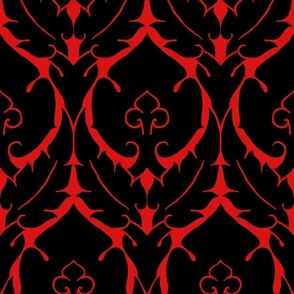 simple Renaissance damask, black on red