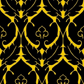 simple Renaissance damask, black on yellow