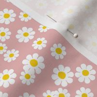 Vintage flower power 90s flowers fabric  -Dusty pink