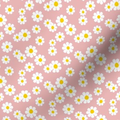 Vintage flower power 90s flowers fabric  -Dusty pink