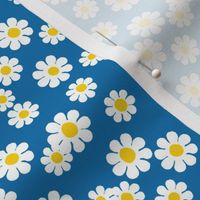 Vintage flower power 90s flowers fabric  -Blue