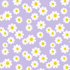 Vintage flower power 90s flowers fabric  -Lavender