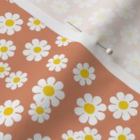 Vintage flower power 90s flowers fabric  -Brown and white 