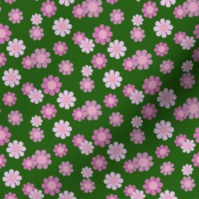 Vintage flower power 90s flowers fabric  -Green and purple