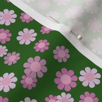 Vintage flower power 90s flowers fabric  -Green and purple
