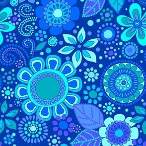 133 Groovy Flower Dots blue