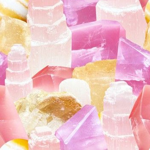 Rose Quartz + Selenite Crystal Toss