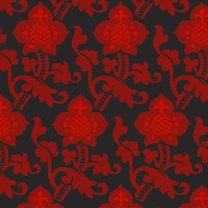 Medieval/Renaissance floral, red on black