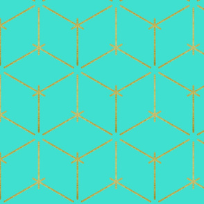 Hexagonal Star Thick Turquoise Gold Foil